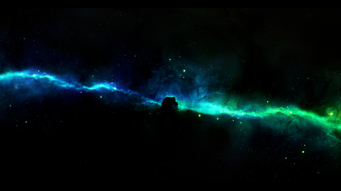 Blue and Black Galaxy Illustration. Wallpaper in 1366x768 Resolution