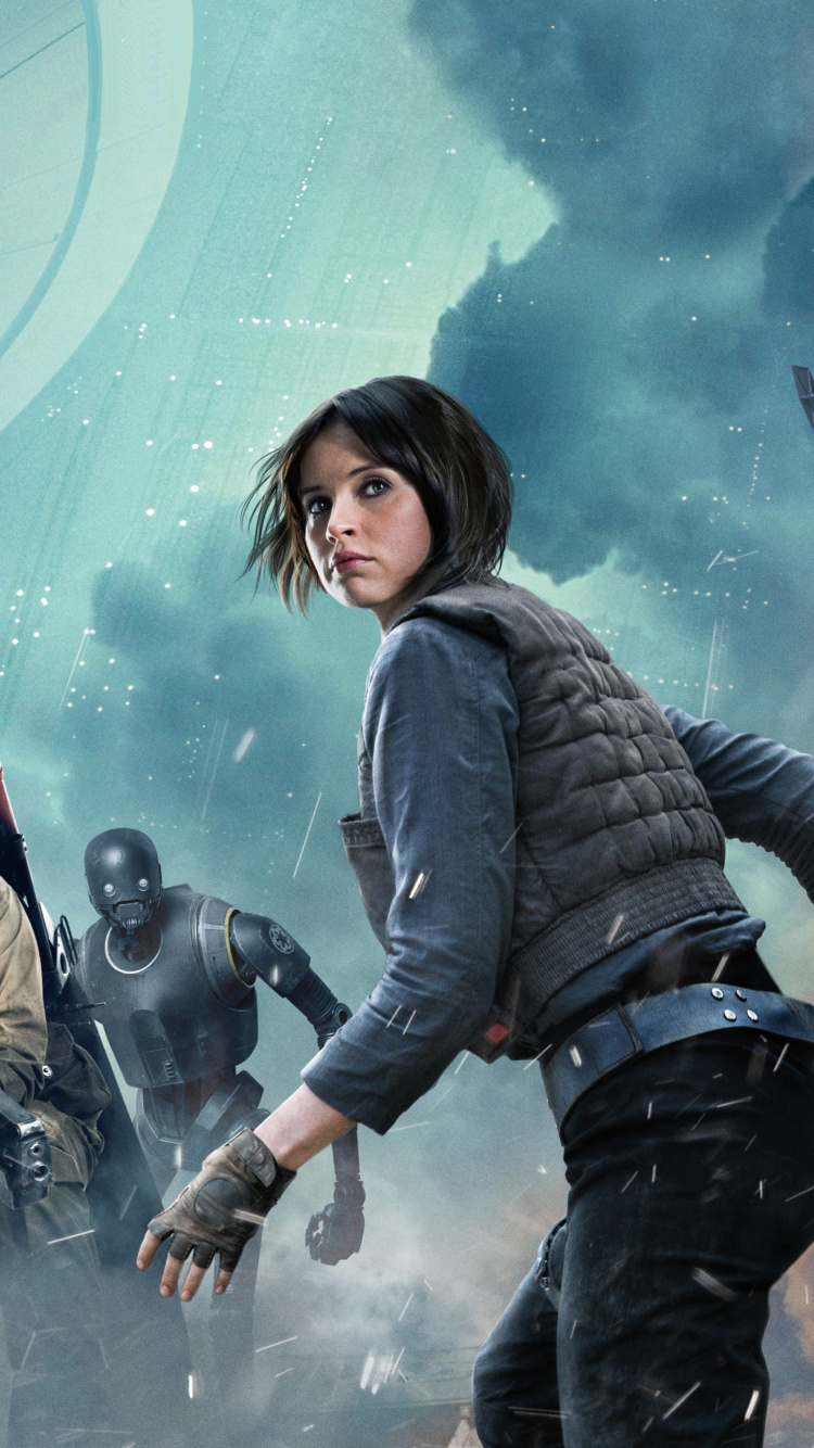 Rogue Un Star Wars Histoire, Star Wars, Film D'action, Felicity Jones, Ciel. Wallpaper in 750x1334 Resolution