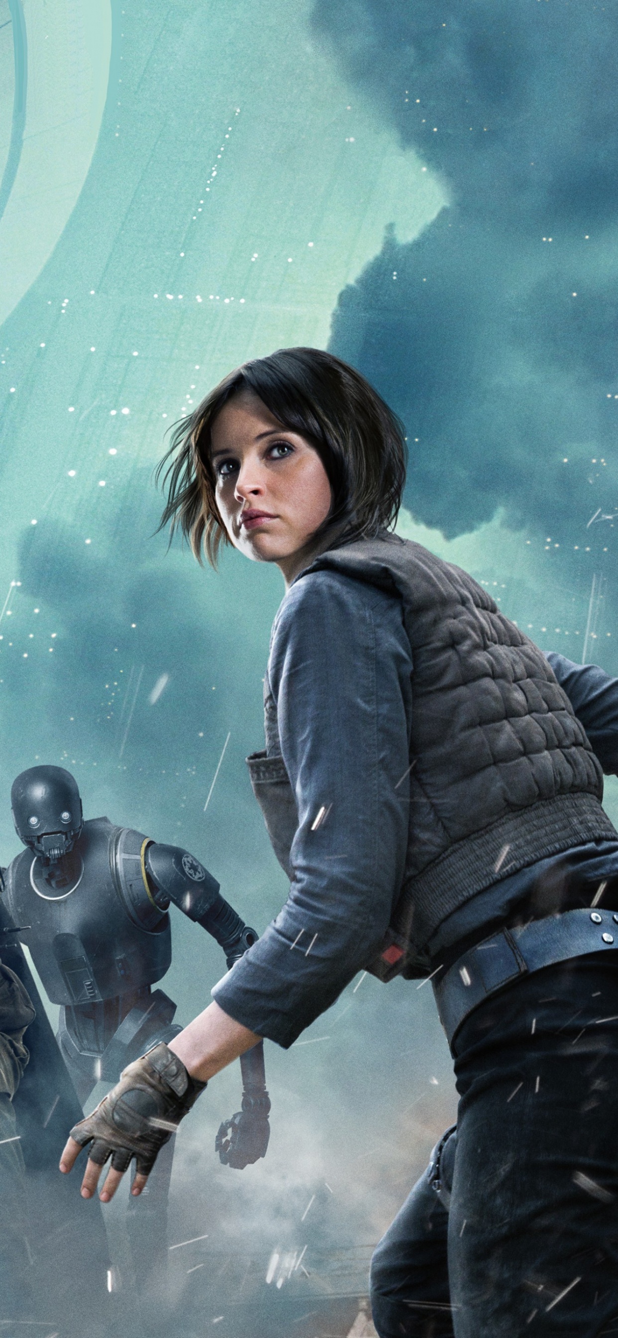 Rogue One A Star Wars Story, Star Wars, Action Film, Felicity Jones, Sky. Wallpaper in 1242x2688 Resolution