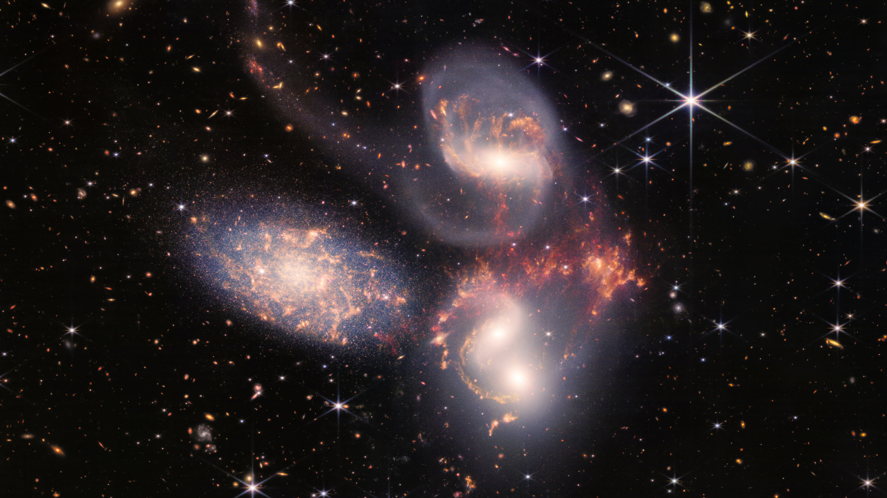 Stephans Quintet, Galaxy, James Webb Space Telescope, Space Telescope, Galaxy Cluster. Wallpaper in 1280x720 Resolution