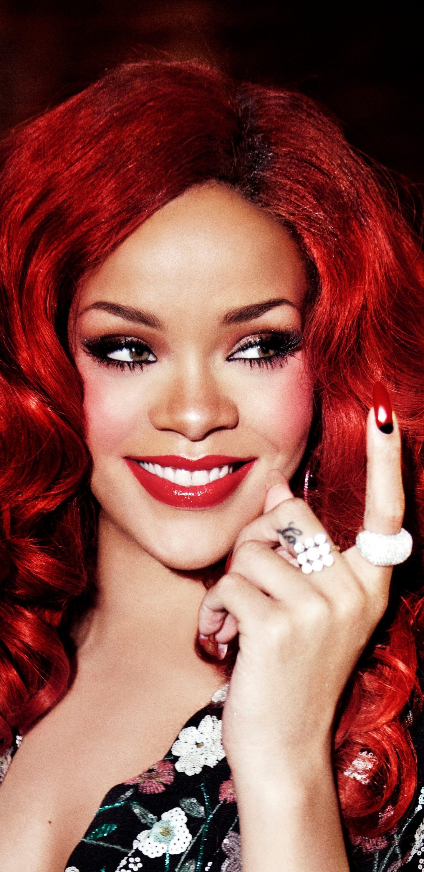 Rihanna, Red Hair, Hairstyle, Celebrity, Hair. Wallpaper in 1440x2960 Resolution