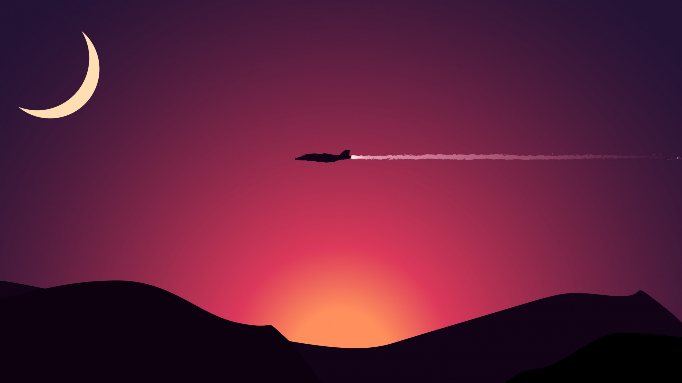 Silhouette of Person on Top of Mountain During Sunset. Wallpaper in 1366x768 Resolution