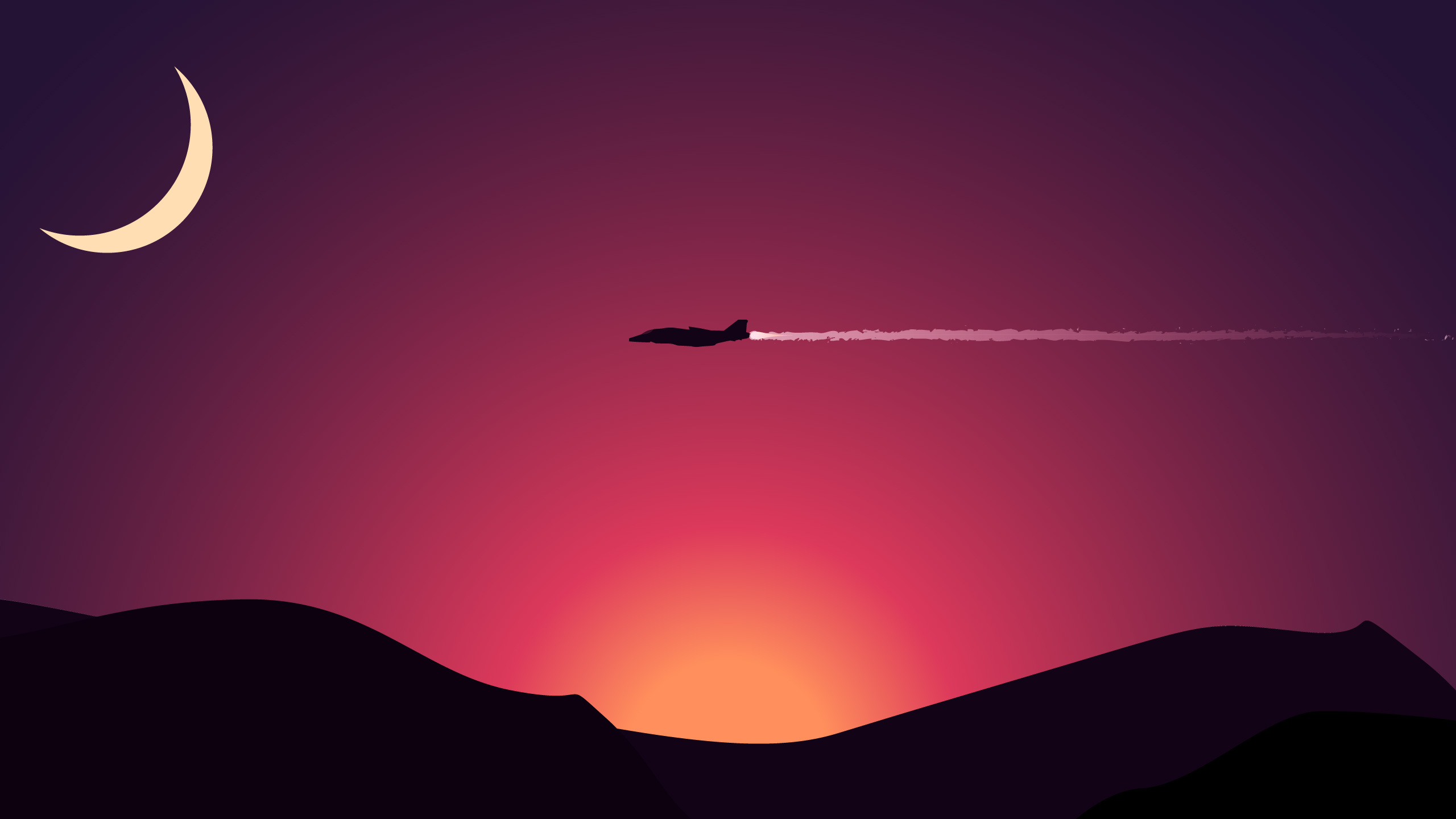 Silhouette of Person on Top of Mountain During Sunset. Wallpaper in 2560x1440 Resolution