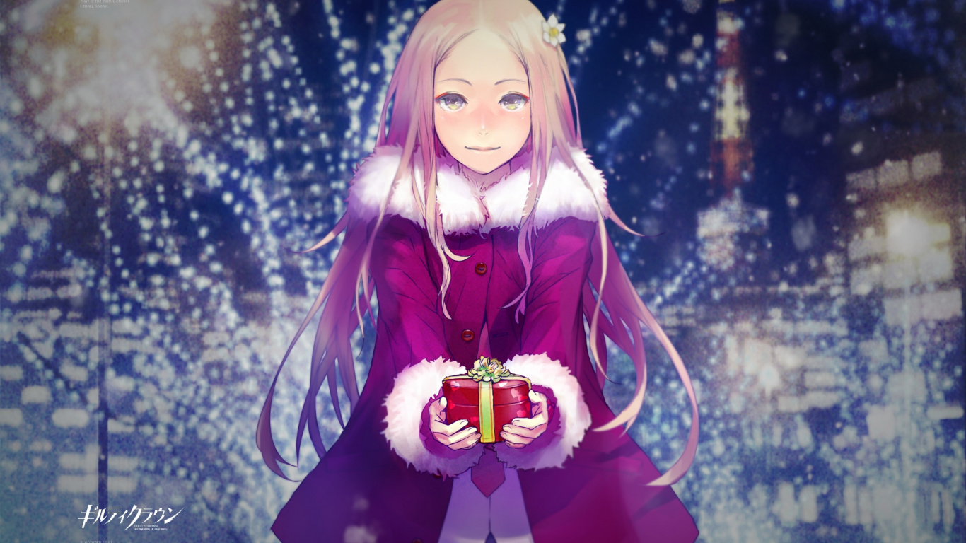 Chica de Pelo Rubio en Vestido Morado Personaje de Anime. Wallpaper in 1366x768 Resolution