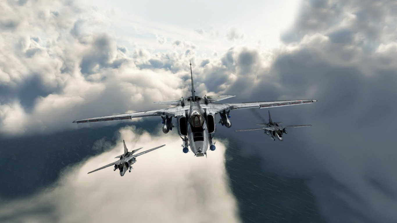 Avión de Combate en el Cielo Durante el Día.. Wallpaper in 1366x768 Resolution