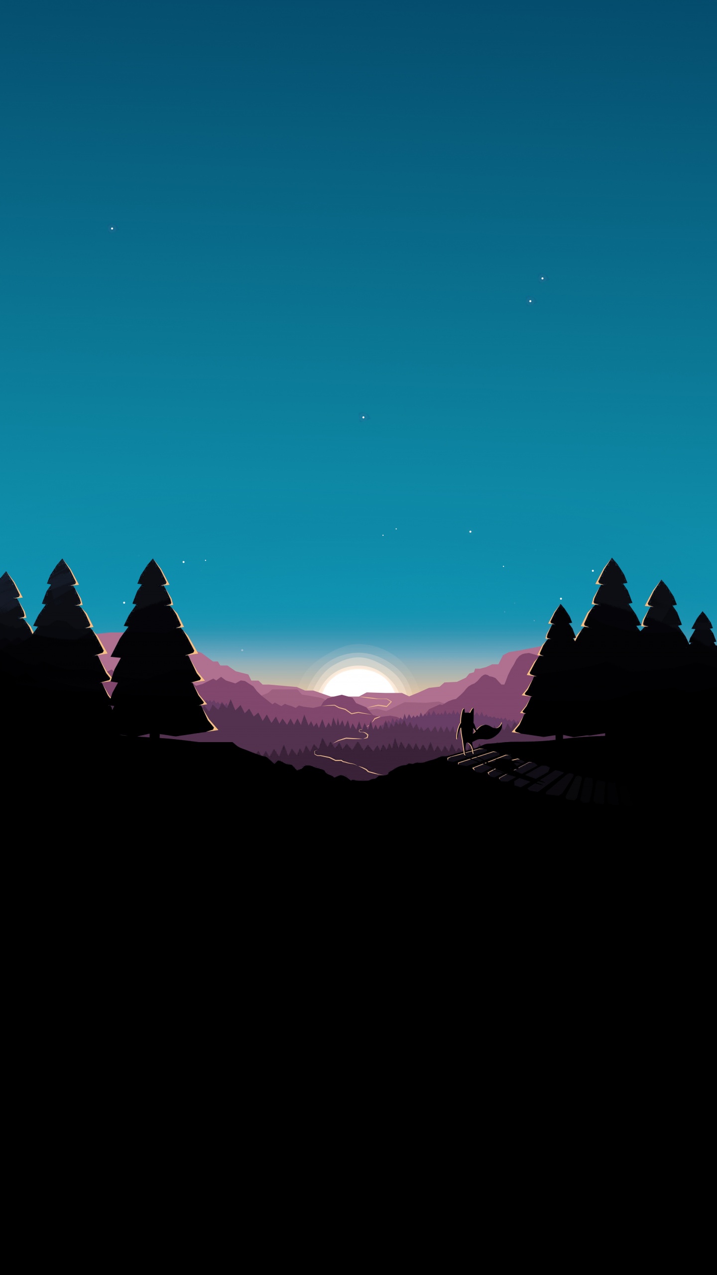 Astronomical Object, Mountain Range, Space, Star, Evergreen. Wallpaper in 1440x2560 Resolution