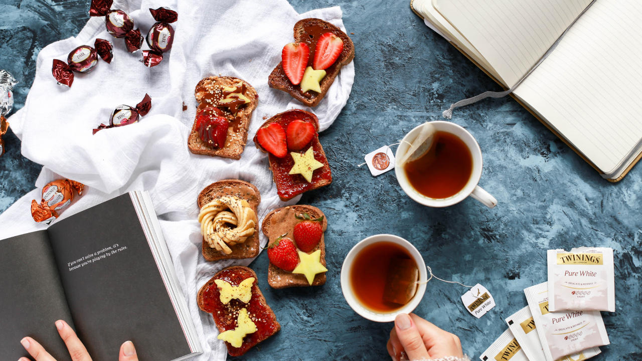 Bread on White Ceramic Plate Beside White Ceramic Mug. Wallpaper in 1280x720 Resolution