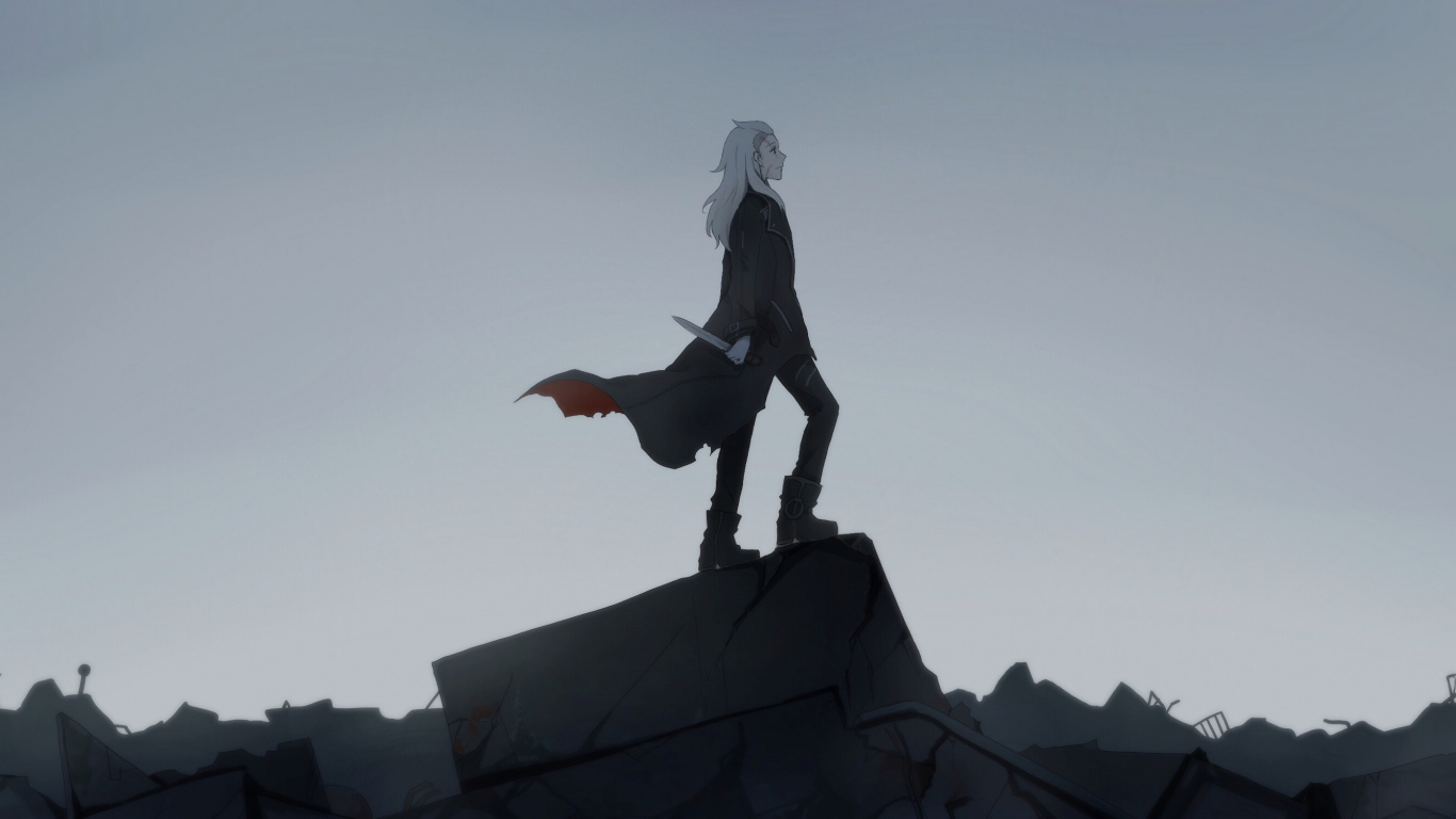 Statue de Femme en Robe Noire. Wallpaper in 1366x768 Resolution