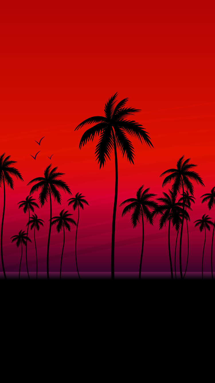 Palme, Kokosnuss, Silhouette, Orange, Woody Pflanze. Wallpaper in 750x1334 Resolution