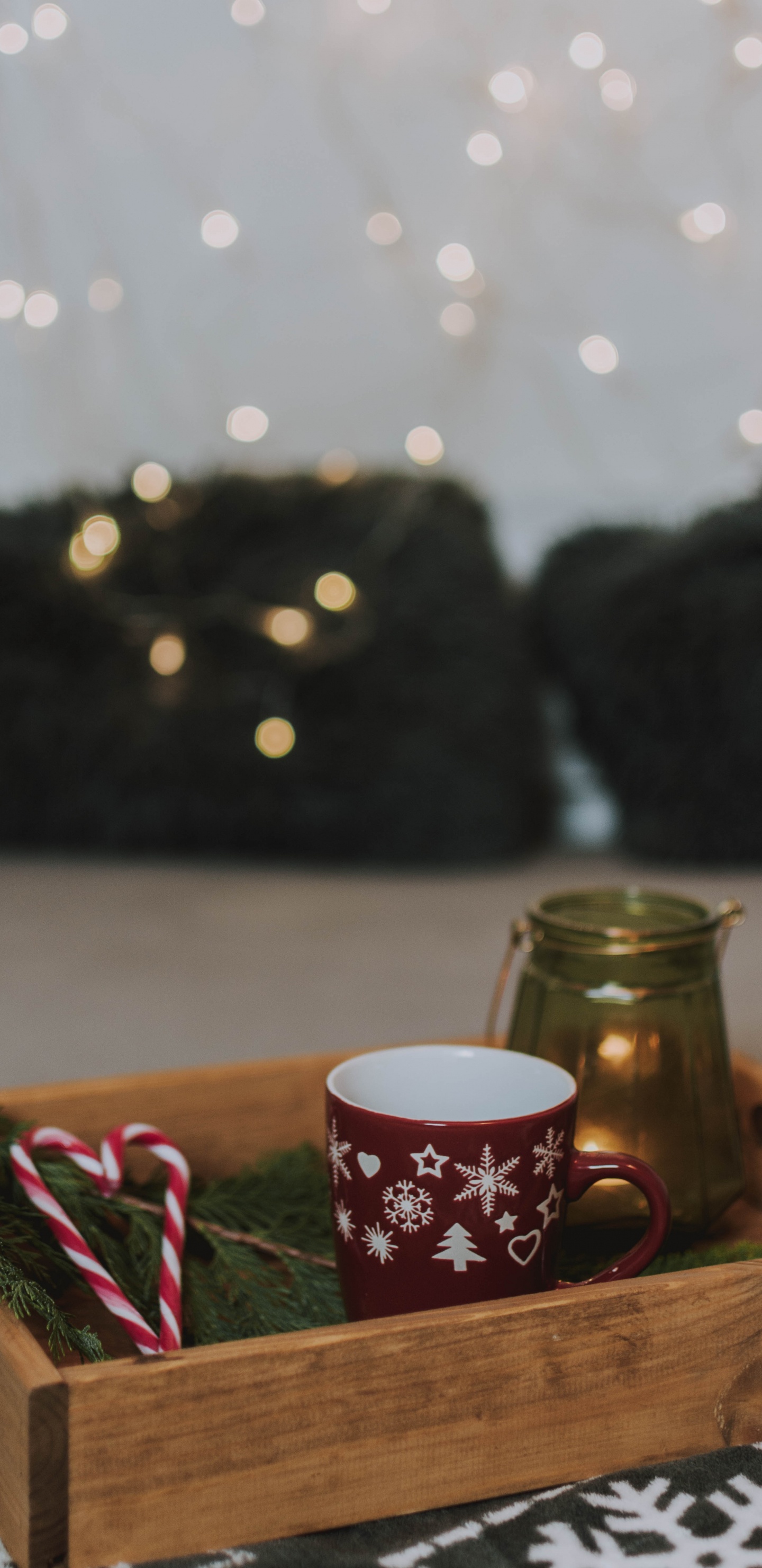 Red and White Ceramic Mug on Brown Wooden Table. Wallpaper in 1440x2960 Resolution