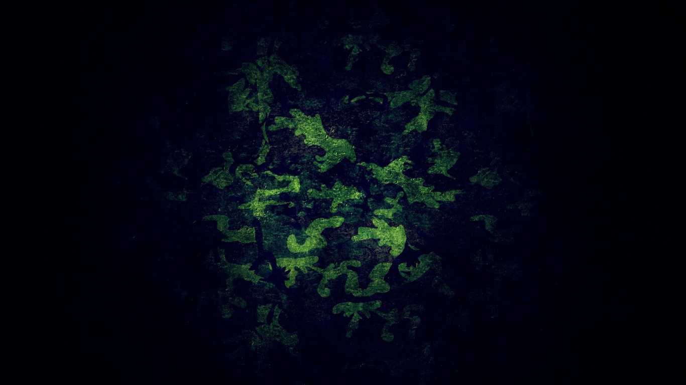 Hojas Verdes Sobre Fondo Negro. Wallpaper in 1366x768 Resolution