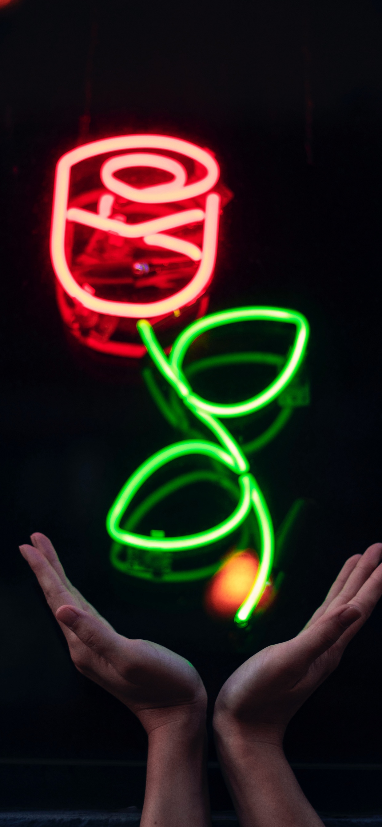 Red and Yellow Love Neon Light Signage. Wallpaper in 1242x2688 Resolution