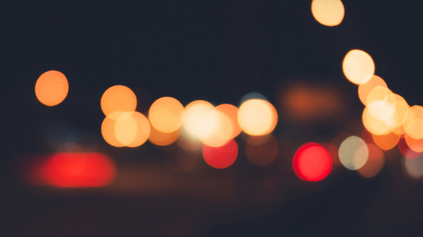 Yellow and White Bokeh Lights. Wallpaper in 1366x768 Resolution