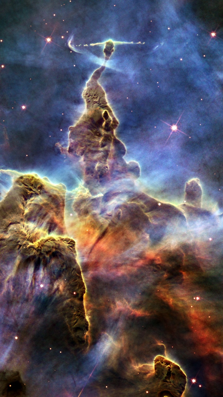 Braune Und Blaue Abstrakte Malerei. Wallpaper in 720x1280 Resolution