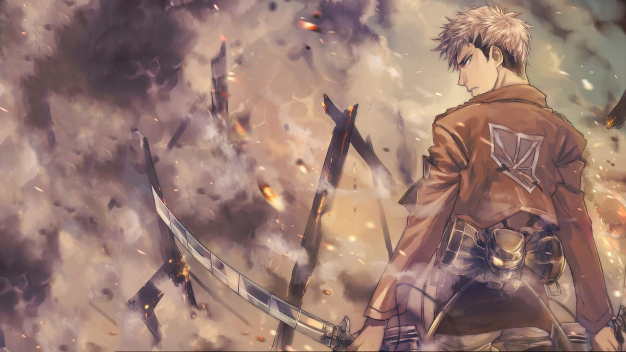 Homme en Manteau Marron Tenant un Personnage D'anime Épée. Wallpaper in 1280x720 Resolution