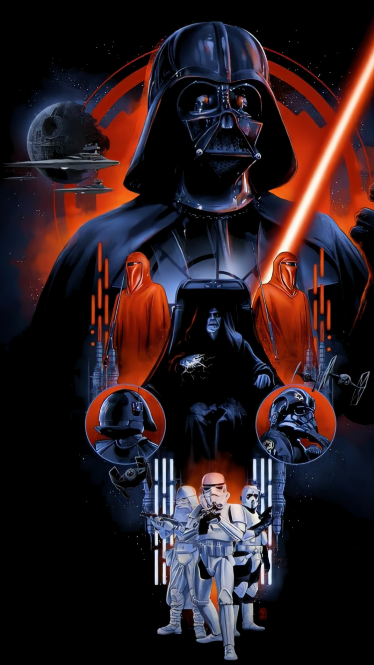 Darth Vader, Sheev Palpatine, Darth Maul, Luke Skywalker, Star Wars. Wallpaper in 750x1334 Resolution