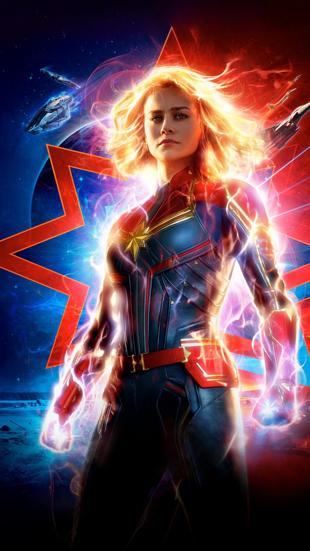 Brie Larson, Captain Marvel, Carol Danvers, Marvel, Superhero. Wallpaper in 1080x1920 Resolution
