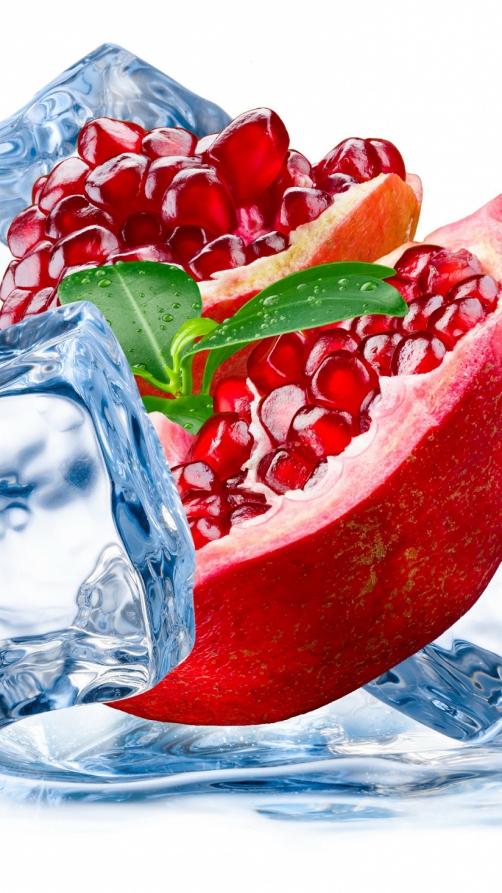 冰淇淋, 冰块, 石榴, 液体, 器皿 壁纸 720x1280 允许