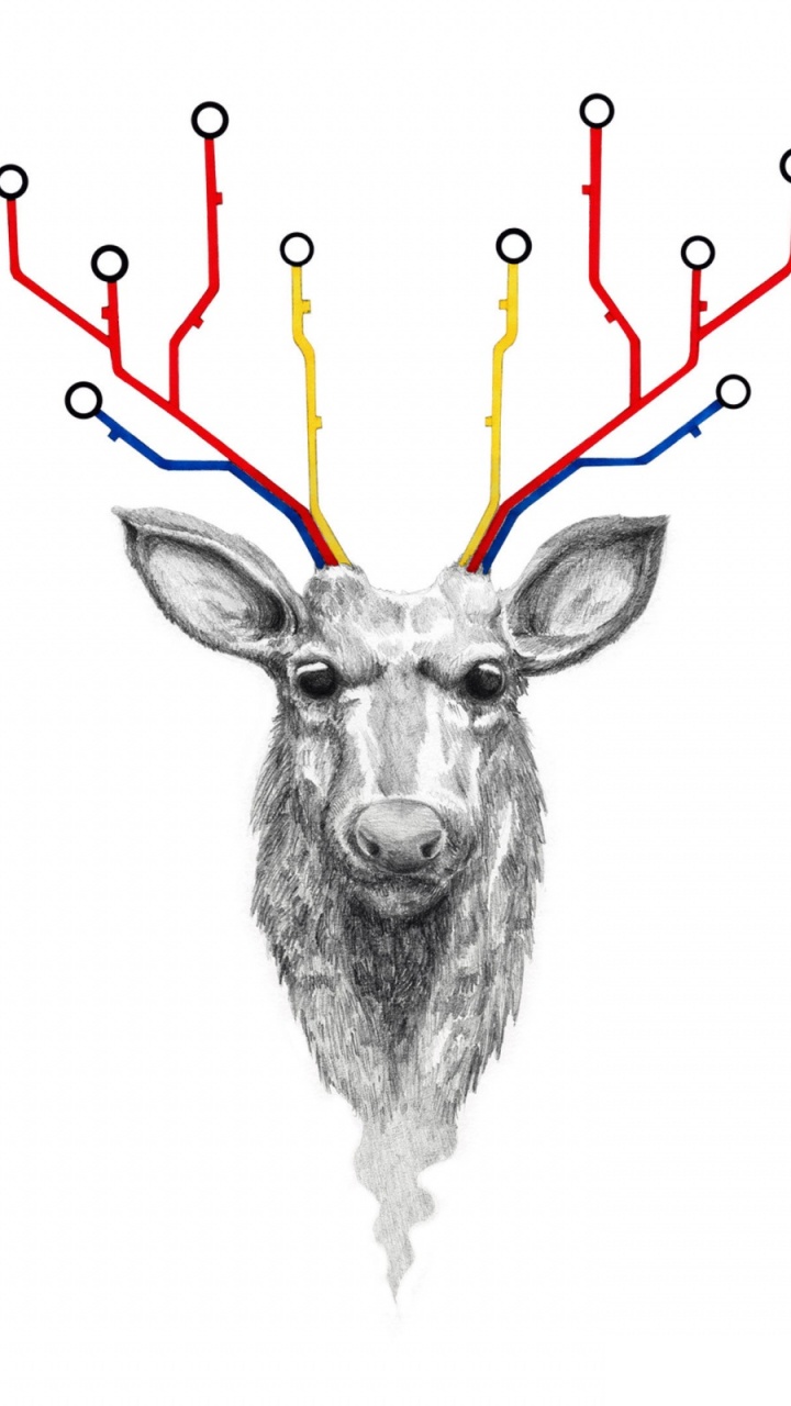 Gray Deer With Red Heart Illustration. Wallpaper in 720x1280 Resolution