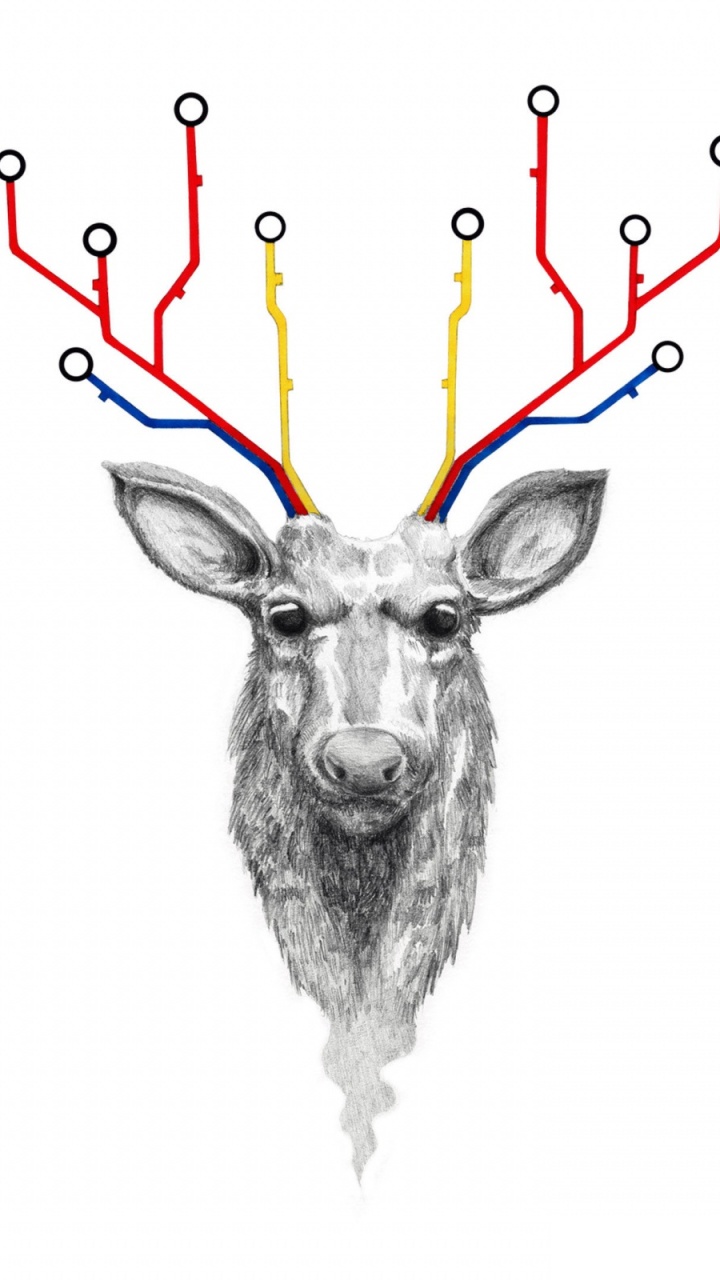 Grauer Hirsch Mit Rotem Herzillustration. Wallpaper in 720x1280 Resolution