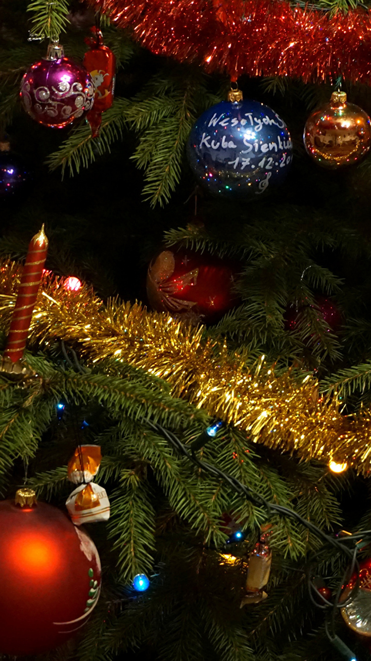 圣诞节那天, 圣诞彩灯, 圣诞树, 圣诞装饰, 人造圣诞树 壁纸 750x1334 允许