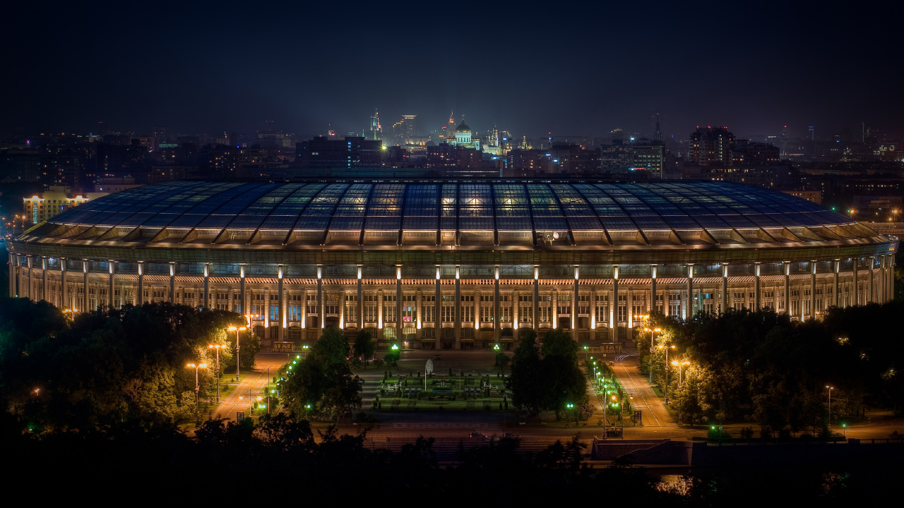 White and Black Building During Night Time. Wallpaper in 1280x720 Resolution