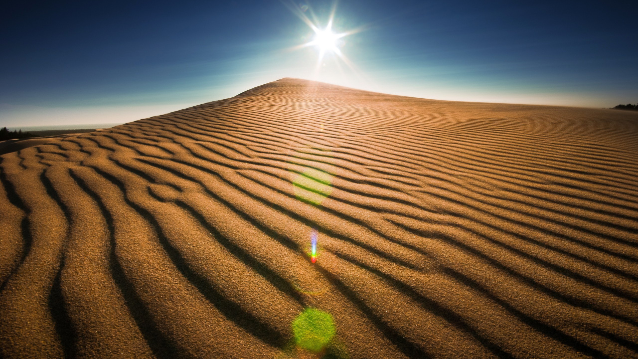 Brown Sand Under Blue Sky During Daytime. Wallpaper in 1280x720 Resolution