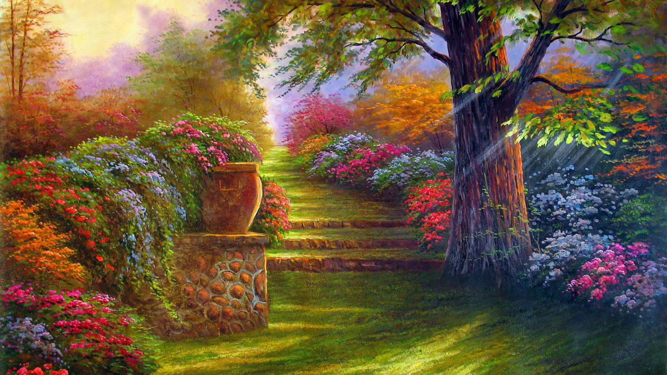 Brown Concrete Brick Near Green Grass Field During Daytime. Wallpaper in 1366x768 Resolution