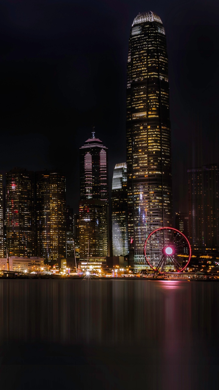 Skyline Der Stadt Bei Nacht Night. Wallpaper in 720x1280 Resolution