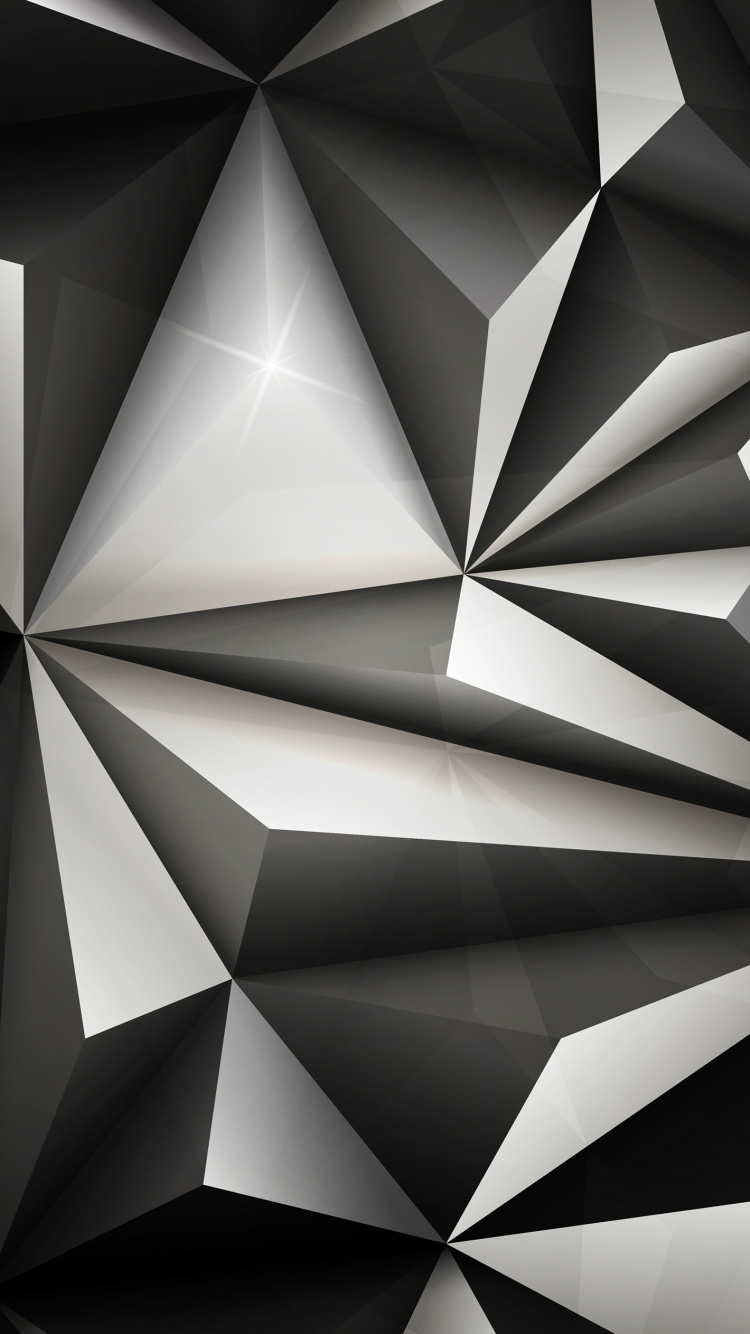 Géométrie, Triangle, Apple, Noir et Blanc, Gris. Wallpaper in 750x1334 Resolution