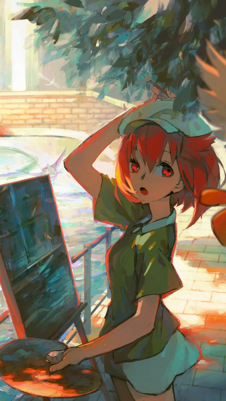 Woman in Green and White Dress Riding Boat Anime Character. Wallpaper in 720x1280 Resolution