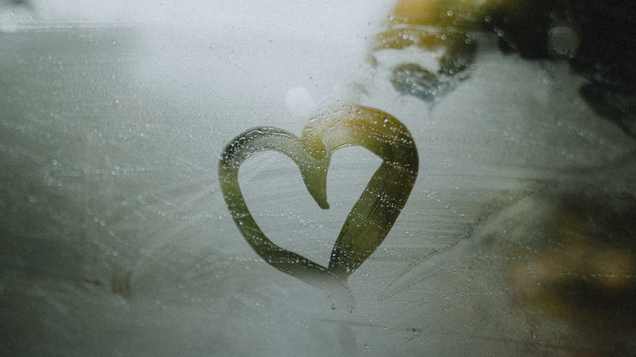 Ornement en Forme de Coeur Blanc Sur Une Surface Noire. Wallpaper in 1280x720 Resolution