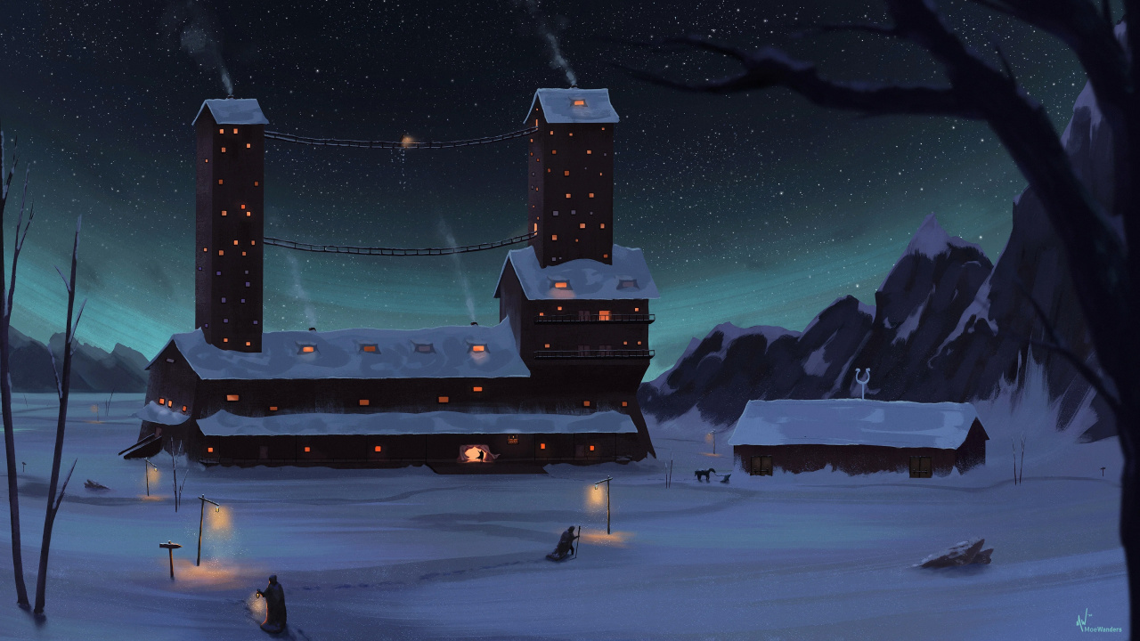 Snow, Art, Drawing, Atmosphere, Tree. Wallpaper in 1280x720 Resolution