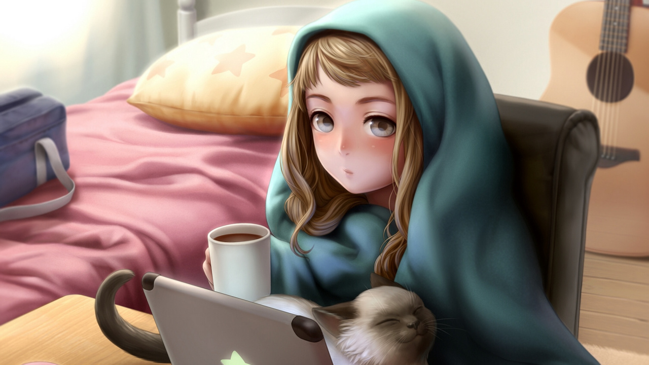 Woman in Teal Long Sleeve Shirt Using Macbook. Wallpaper in 1280x720 Resolution