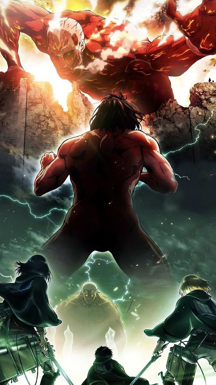 Attack on Titan, Eren Yeager, Animated Cartoon, Light, Nature. Wallpaper in 750x1334 Resolution