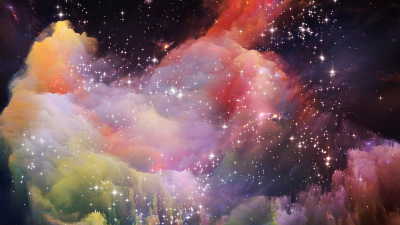 Space Rainbow Art, Art, Illustration, Space Art, Rainbow. Wallpaper in 1366x768 Resolution