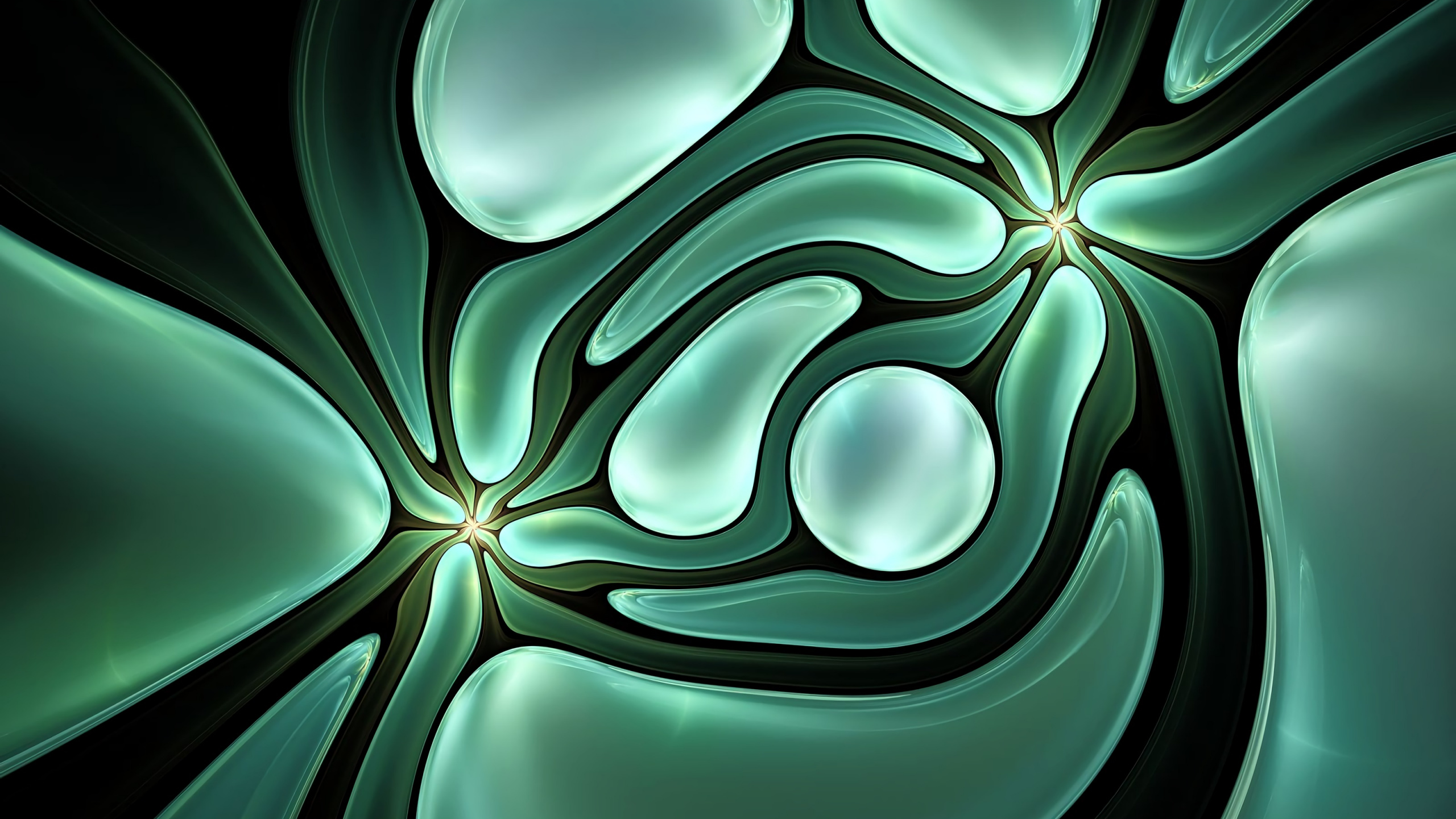 Grüne Und Weiße Herzillustration. Wallpaper in 2560x1440 Resolution