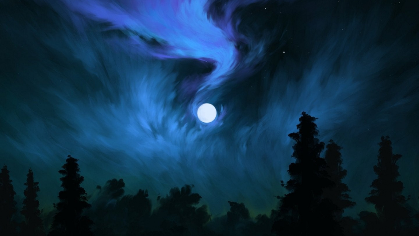 Clair de Lune 16 9, Atmosphère, Terre, Art, Lumière. Wallpaper in 1366x768 Resolution