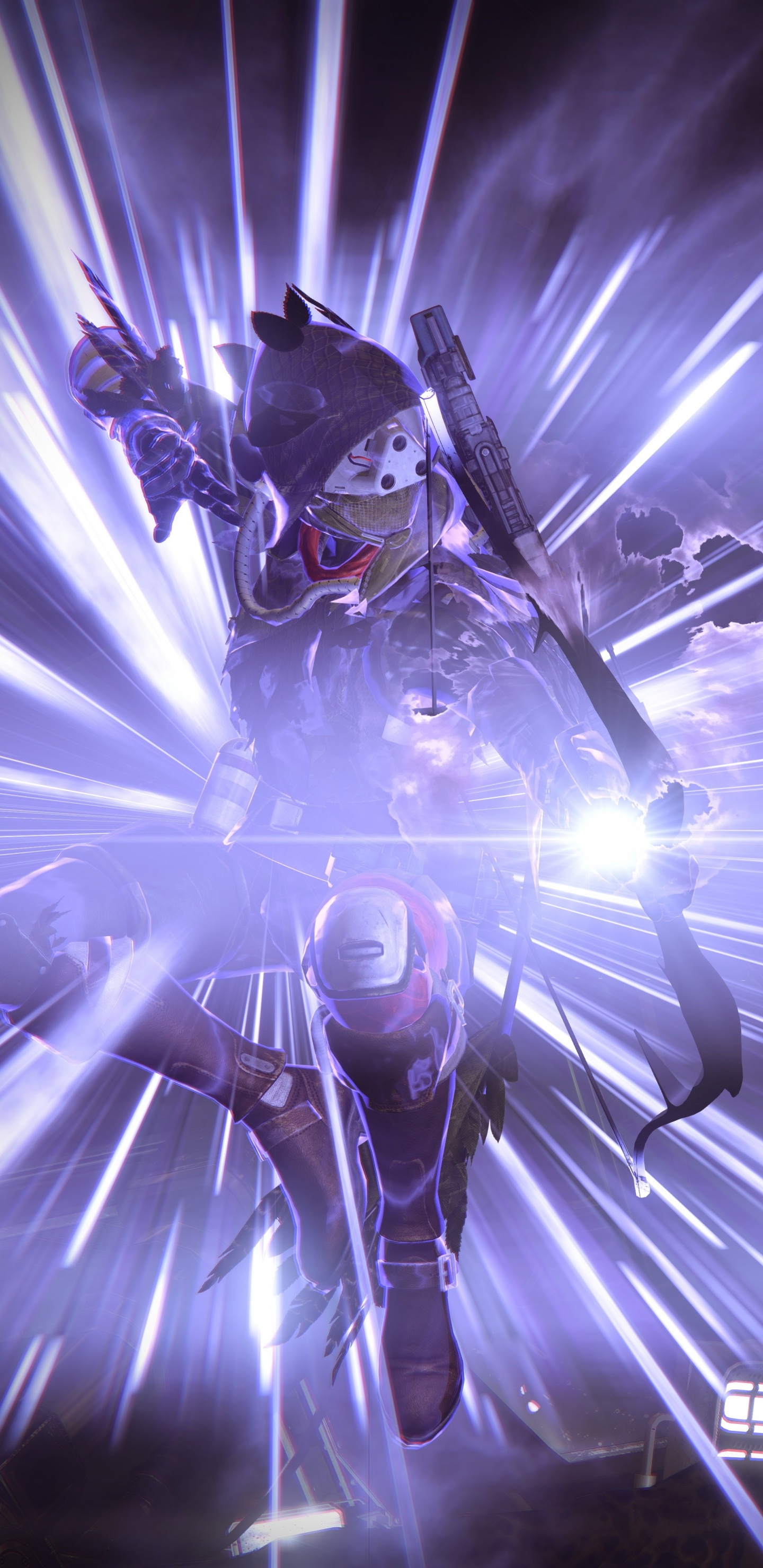 Weißes Und Blaues Licht in Einem Dunklen Raum. Wallpaper in 1440x2960 Resolution