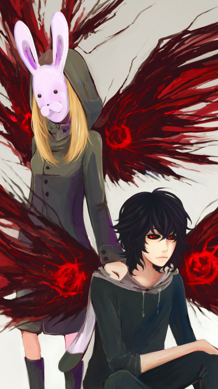 Woman in Black and Red Dress Anime Character. Wallpaper in 750x1334 Resolution