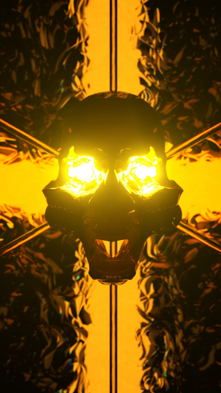 Gelbe Pendelleuchte Während Der Nacht Eingeschaltet. Wallpaper in 750x1334 Resolution