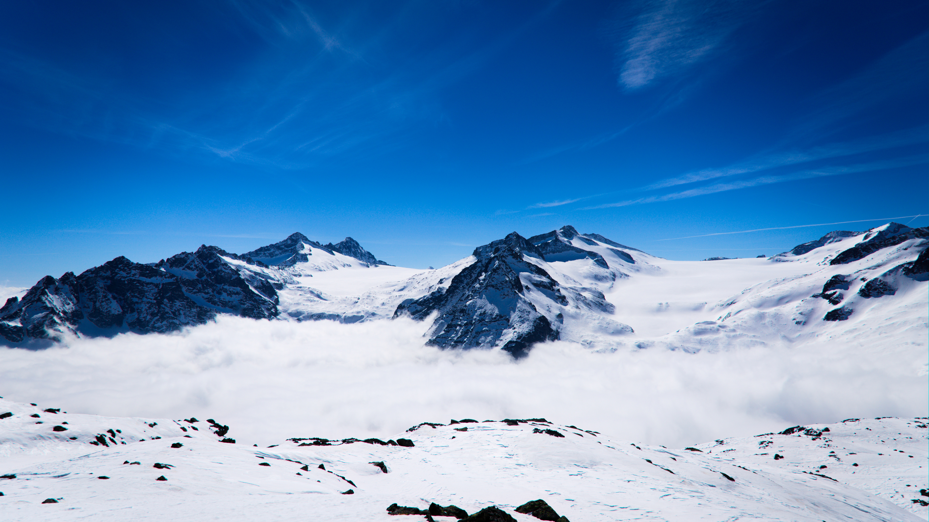 Las Formaciones Montañosas, Montaña, Nieve, Glaciar de Terreno, Invierno. Wallpaper in 3840x2160 Resolution