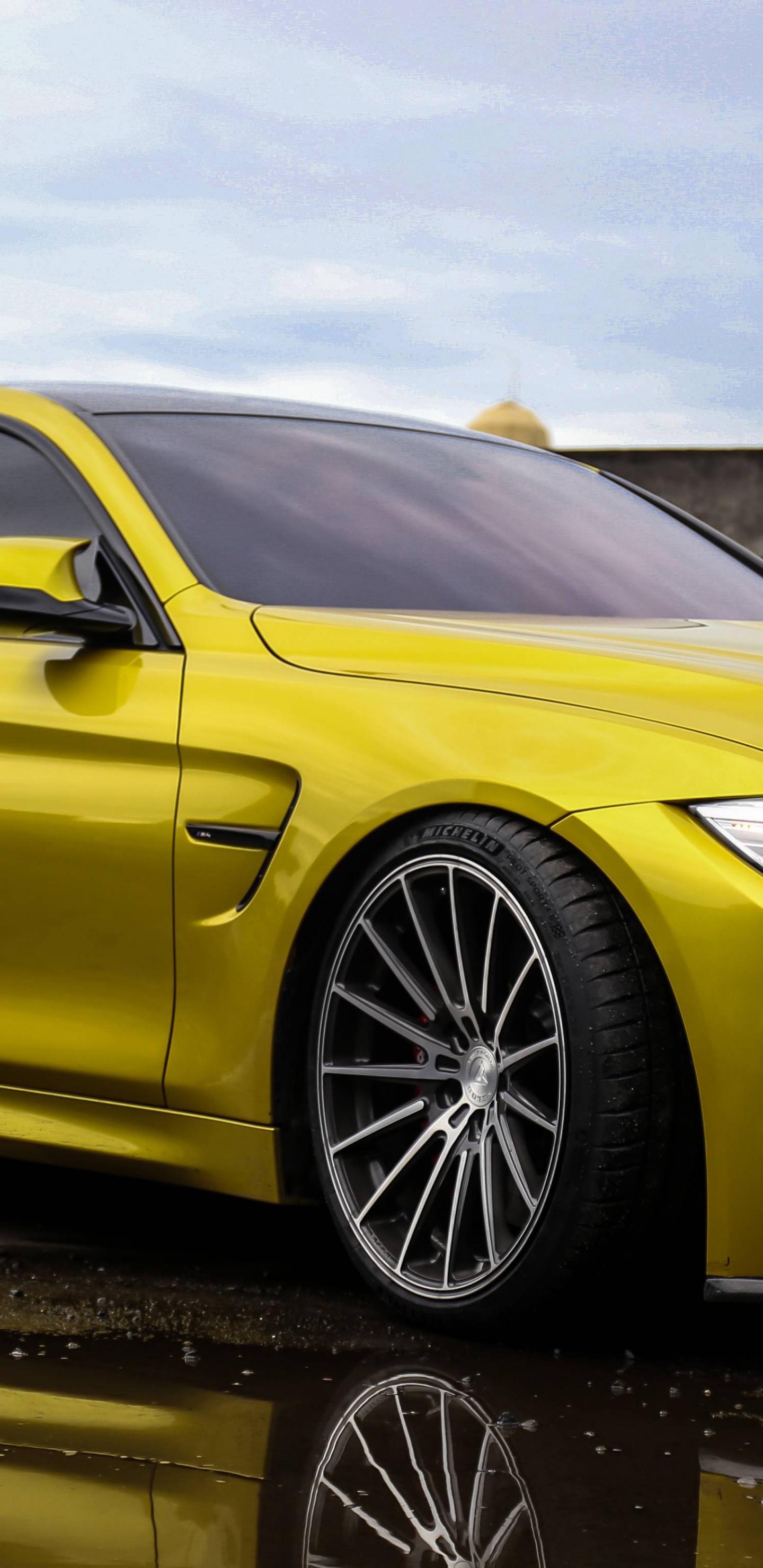 Yellow Mercedes Benz Coupe on Road During Daytime. Wallpaper in 1440x2960 Resolution