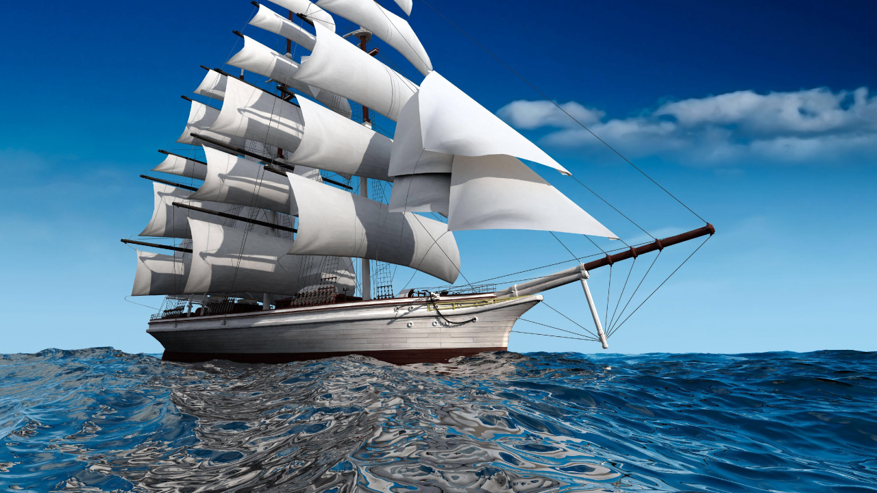 船只, 扬帆, 水运, 高船, 布里格 壁纸 1280x720 允许