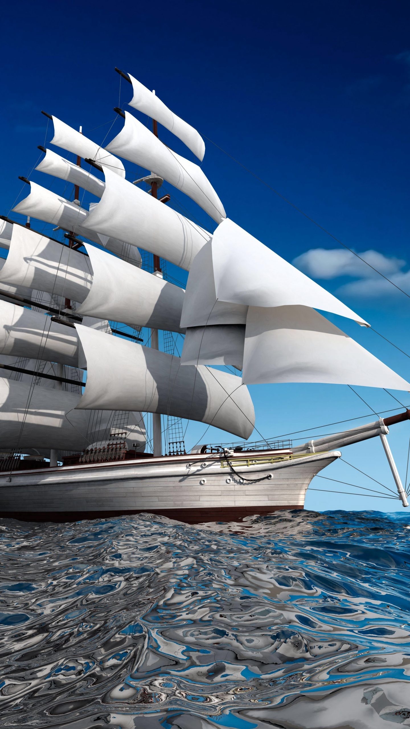 船只, 扬帆, 水运, 高船, 布里格 壁纸 1440x2560 允许