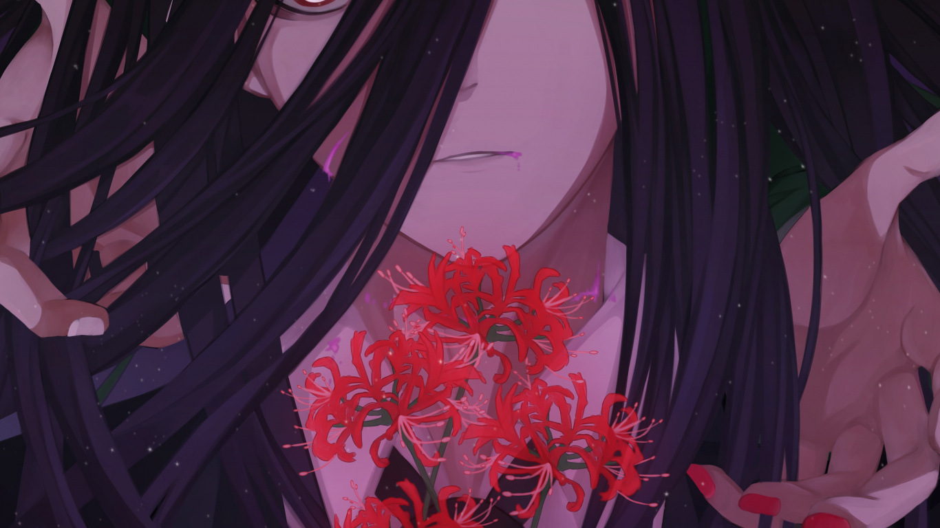 Feuilles Rouges et Vertes Sur Mur Rose. Wallpaper in 1366x768 Resolution