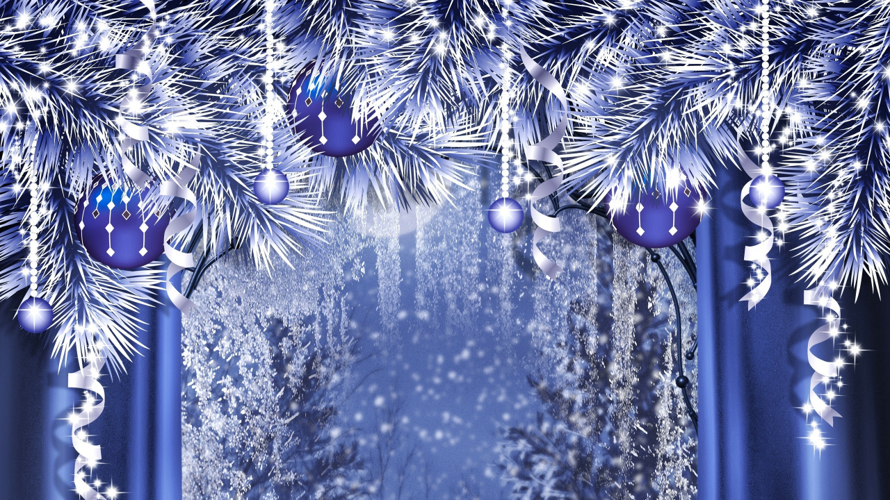 New Year, Christmas Day, Blue, Tree, Branch. Wallpaper in 1280x720 Resolution