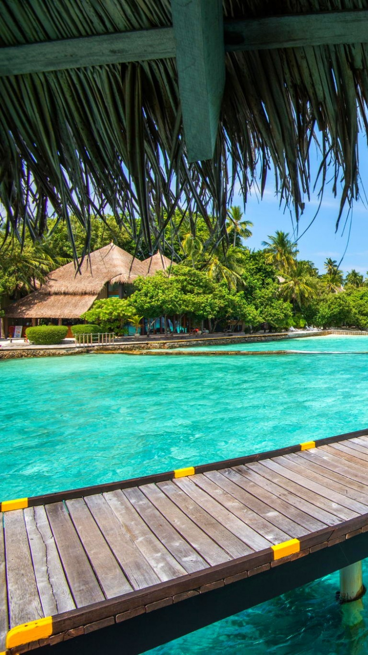 Brown Wooden Dock on Blue Body of Water During Daytime. Wallpaper in 750x1334 Resolution