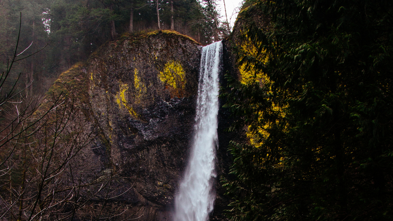 Cascada, Multnomah Falls, Curso de Agua, Cuerpo de Agua, Agua. Wallpaper in 1366x768 Resolution