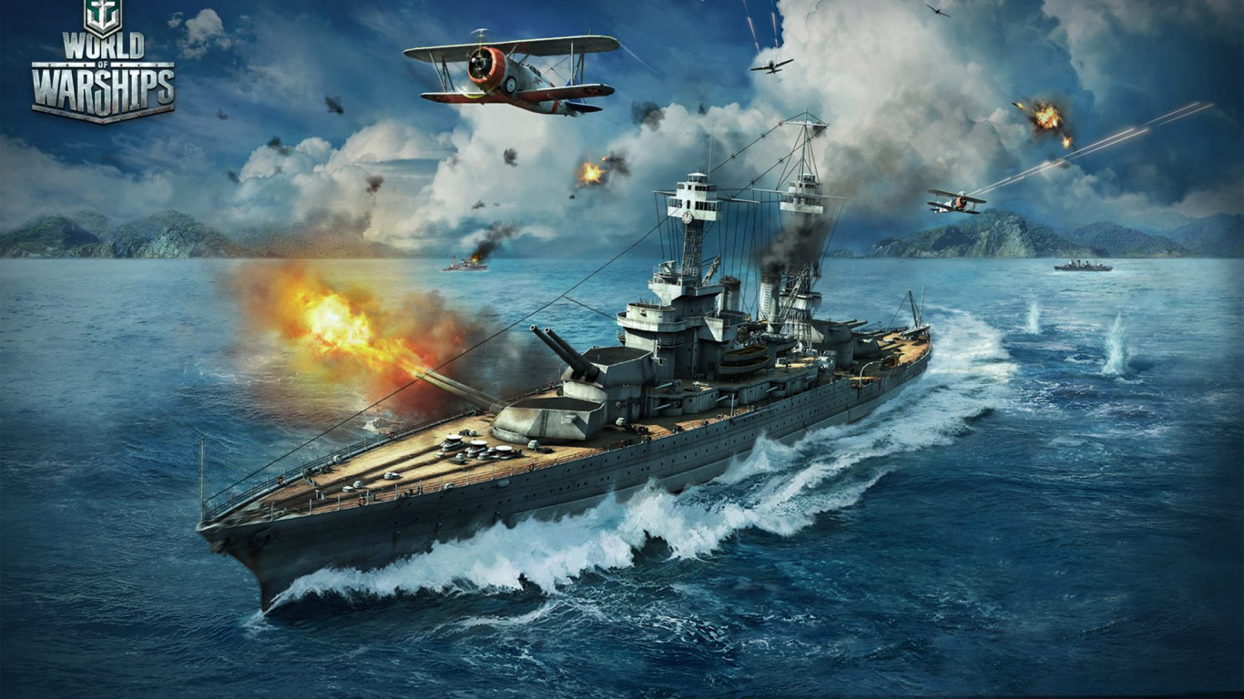 World of Warships, World of Tanks, Warship, Massively Multiplayer Online Game, Battleship. Wallpaper in 1366x768 Resolution
